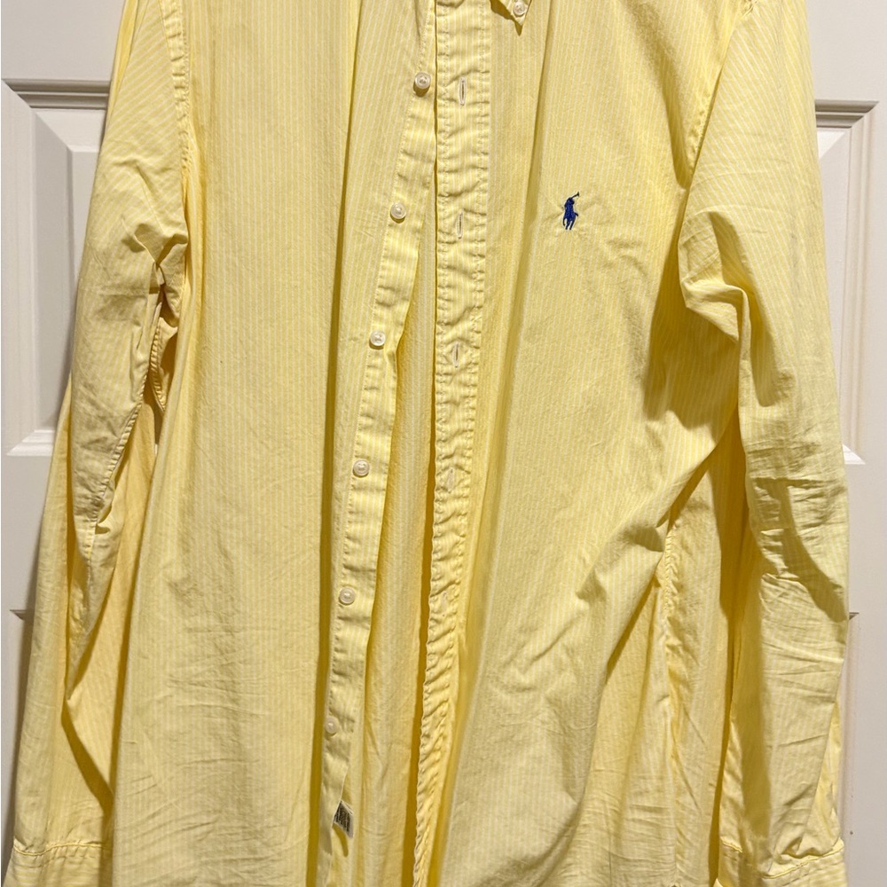 Ralph Lauren Men’s Yellow Oxford Button-Down Shirt with Blue Pony - Picture 4 of 4